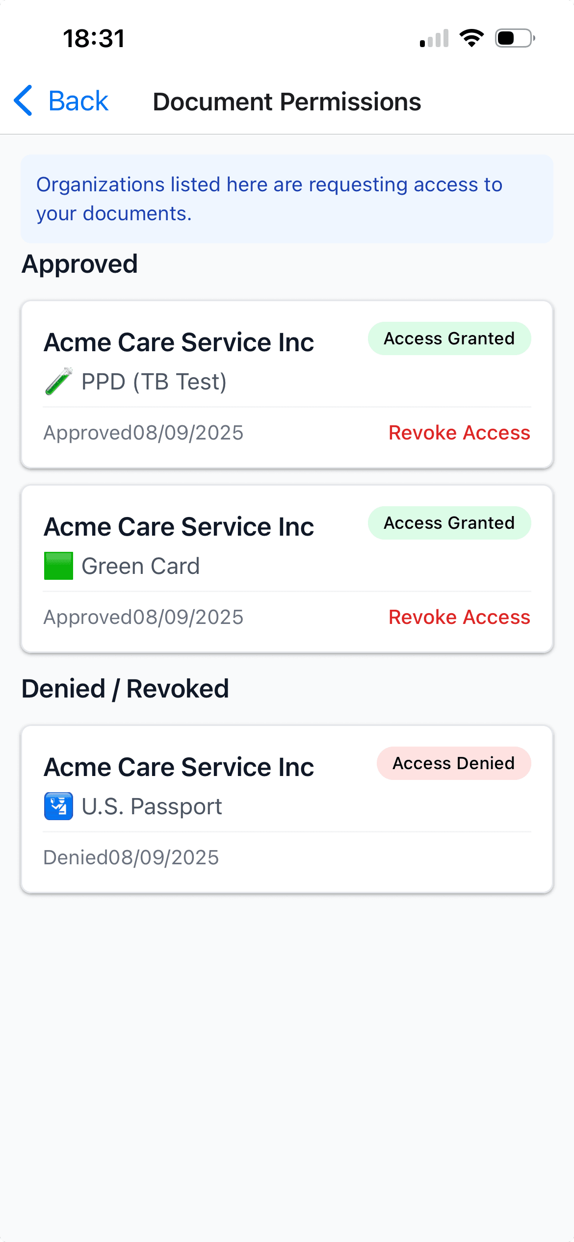 Upload and manage documents